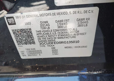 2024 Chevrolet Silverado 1500 4Wd Short Bed Lt Trail Boss from USA, damaged, VIN 3GCUDFED0RG135010